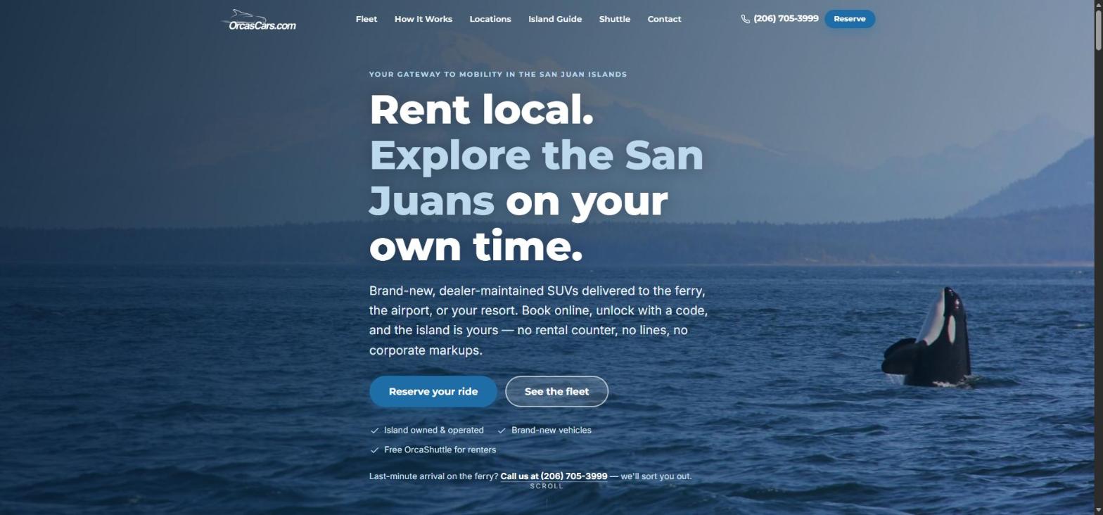 Orcas Island Car Rentals | OrcasCars.com — site preview
